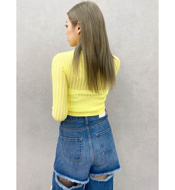 GYDA「シアーニットポロトップス」|ニット・セーター|