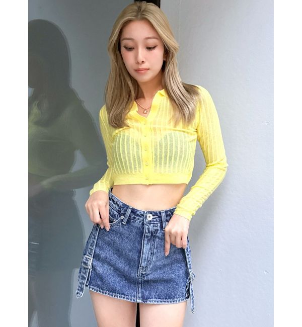 GYDA「シアーニットポロトップス」|ニット・セーター|