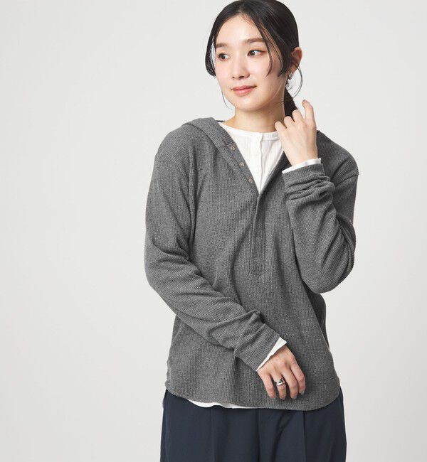 UNITED ARROWS green label relaxing「【WEB限定】＜at ease＞ワッフル フード ロングスリーブ カットソー」|Tシャツ・カットソー|