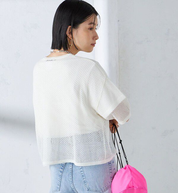 SHIPS for women「〈手洗い可能〉メッシュ編 半袖 ニット プルオーバー」|ニット・セーター|