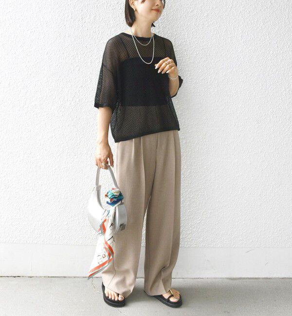 SHIPS for women「〈手洗い可能〉メッシュ編 半袖 ニット プルオーバー」|ニット・セーター|