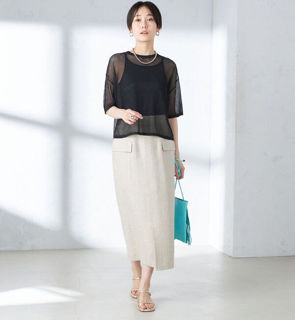 SHIPS for women「〈手洗い可能〉メッシュ編 半袖 ニット プルオーバー」|ニット・セーター|