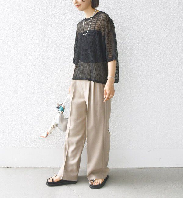 SHIPS for women「〈手洗い可能〉メッシュ編 半袖 ニット プルオーバー」|ニット・セーター|