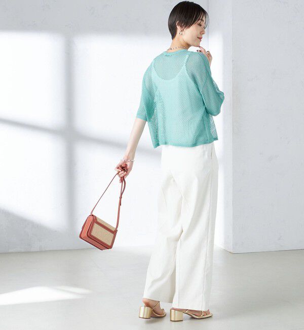 SHIPS for women「〈手洗い可能〉メッシュ編 半袖 ニット プルオーバー」|ニット・セーター|