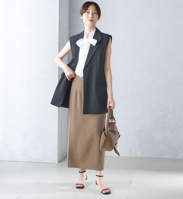 SHIPS for women「〈手洗い可能〉ジョーゼット ピンタック タイト スカート」|スカート|