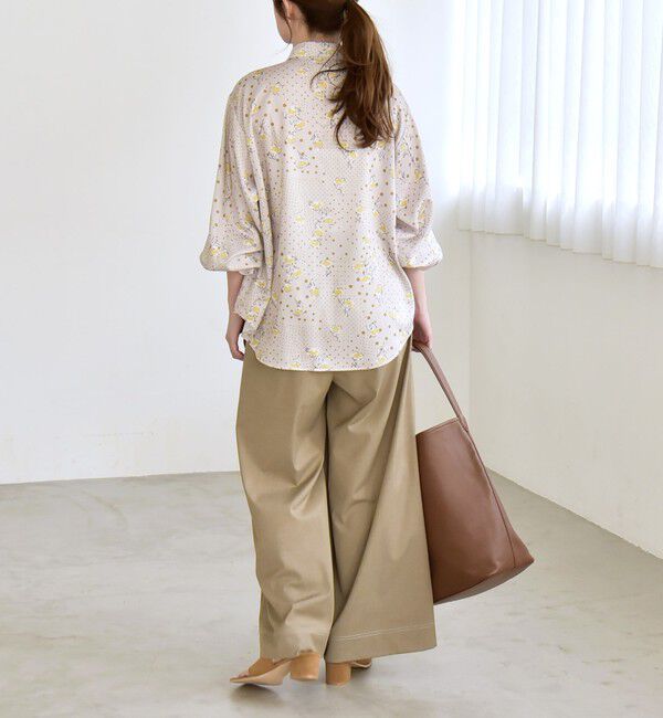 quaranciel「quaranciel:〈洗濯機可能〉ドット フラワー プリント リボンタイ シャツ」|シャツ・ブラウス|