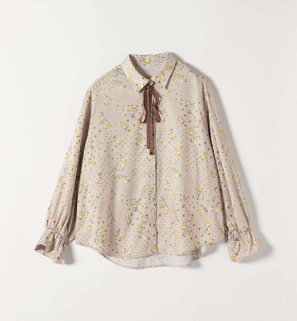 quaranciel「quaranciel:〈洗濯機可能〉ドット フラワー プリント リボンタイ シャツ」|シャツ・ブラウス|