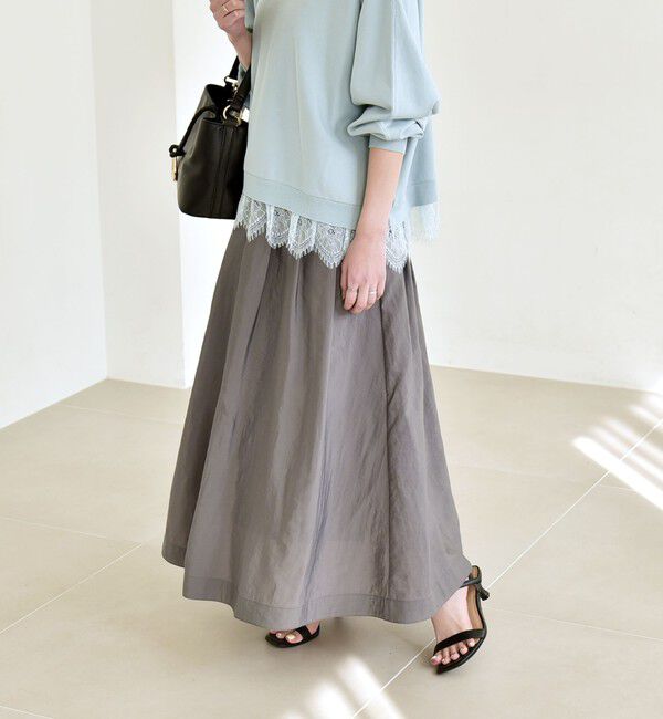 quaranciel「quaranciel:〈洗濯機可能〉ナイロン ステッチ タック フレア スカート」|スカート|