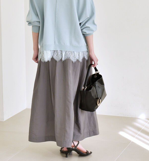 quaranciel「quaranciel:〈洗濯機可能〉ナイロン ステッチ タック フレア スカート」|スカート|