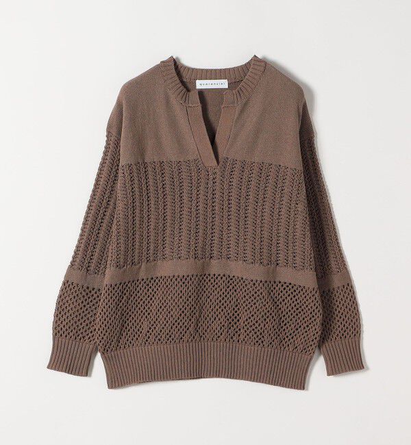 quaranciel「quaranciel:〈手洗い可能〉透かし編み スキッパー ニット プルオーバー」|ニット・セーター|