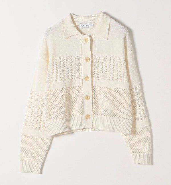 quaranciel「quaranciel:〈手洗い可能〉透かし編み 襟付き ニット カーディガン」|カーディガン|