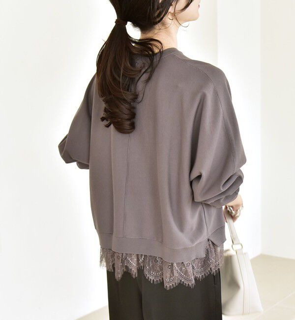 quaranciel「quaranciel:〈手洗い可能〉レースヘム ドルマン ニット プルオーバー」|ニット・セーター|