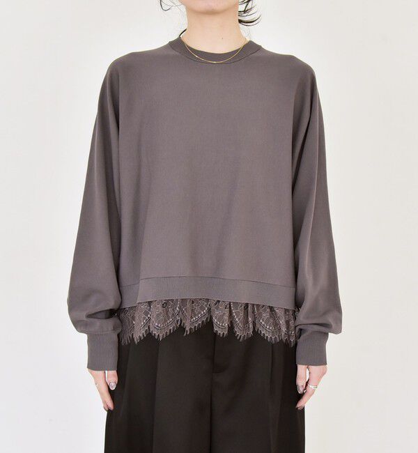 quaranciel「quaranciel:〈手洗い可能〉レースヘム ドルマン ニット プルオーバー」|ニット・セーター|