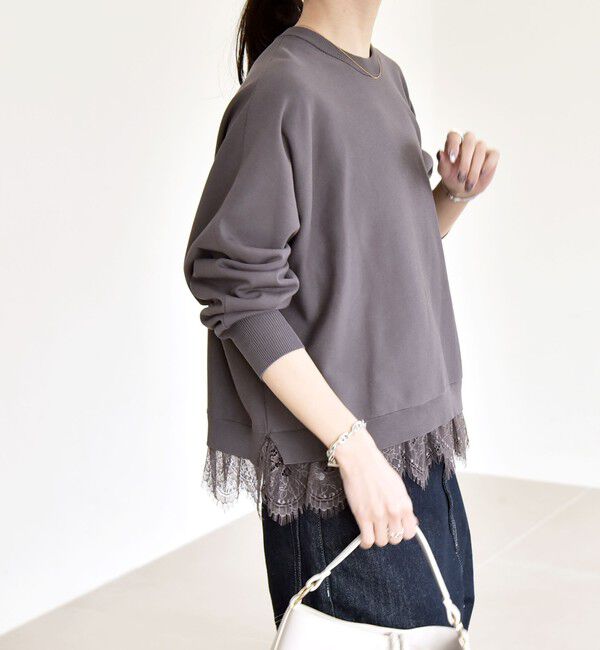 quaranciel「quaranciel:〈手洗い可能〉レースヘム ドルマン ニット プルオーバー」|ニット・セーター|