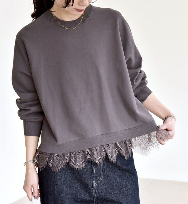 quaranciel「quaranciel:〈手洗い可能〉レースヘム ドルマン ニット プルオーバー」|ニット・セーター|