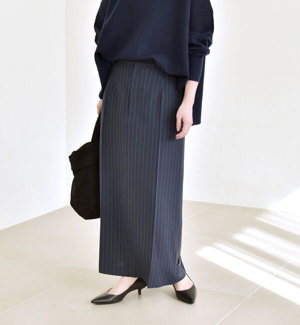 quaranciel「《予約》quaranciel:〈洗濯機可能〉ベルトデザイン Iライン スラックス スカート」|スカート|