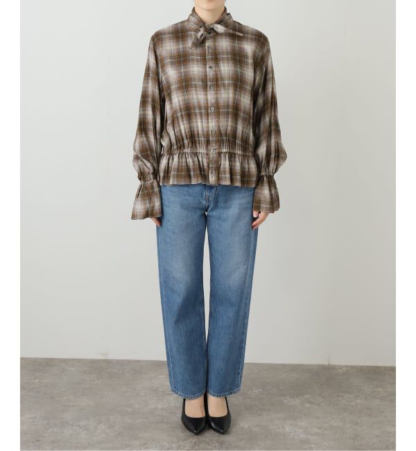 journal standard L'essage「【JANE SMITH】PRINT CHECK BOW TIE GATHER SH:シャツ」|シャツ・ブラウス|