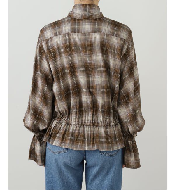 journal standard L'essage「【JANE SMITH】PRINT CHECK BOW TIE GATHER SH:シャツ」|シャツ・ブラウス|