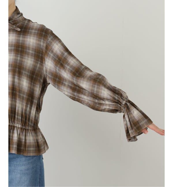 journal standard L'essage「【JANE SMITH】PRINT CHECK BOW TIE GATHER SH:シャツ」|シャツ・ブラウス|