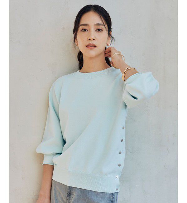 自由区「【WEB限定カラーあり・洗える】コットンナイロンミドルゲージ ニット」|ニット・セーター|ミント