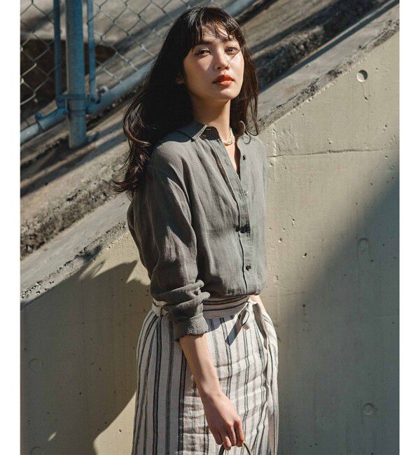 23区「【Oggi8月号掲載/洗える】LIBECO ベーシック シャツ」|シャツ・ブラウス|カーキ