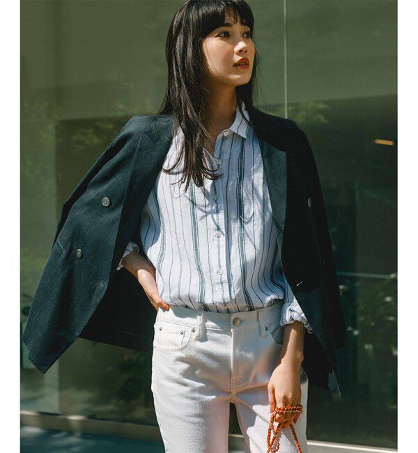 23区「【Oggi8月号掲載/洗える】LIBECO ベーシック シャツ」|シャツ・ブラウス|ﾎﾜｲﾄ&times;ﾈｲ