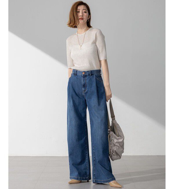 23区「【洗える】シャイニーシアー リブ ニット」|ニット・セーター|