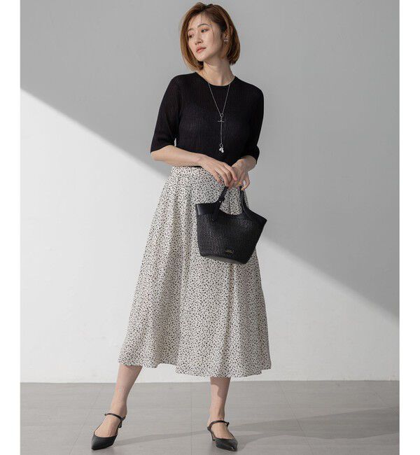 23区「【洗える】シャイニーシアー リブ ニット」|ニット・セーター|