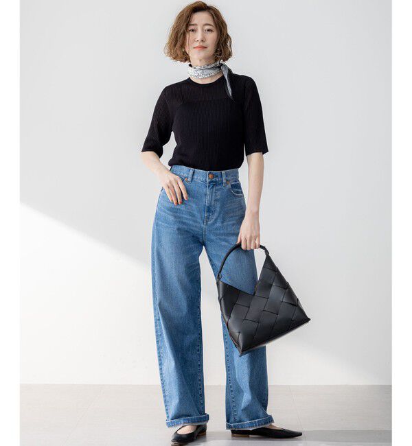 23区「【洗える】シャイニーシアー リブ ニット」|ニット・セーター|