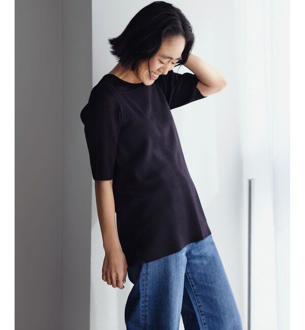 23区「【洗える】シャイニーシアー リブ ニット」|ニット・セーター|