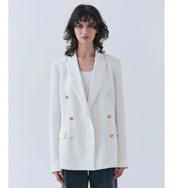 BEIGE,「【洗える・大人百花 春号掲載】JASMINE / ゴールドボタンダブルジャケット」|テーラードジャケット|Ecru