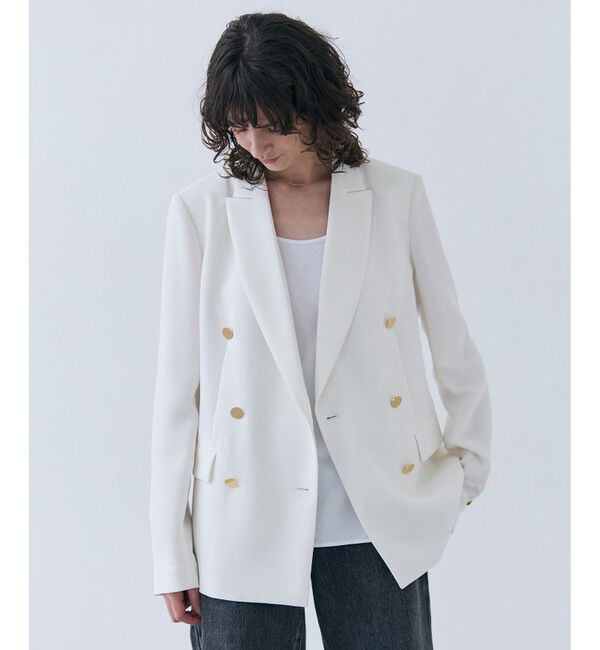 BEIGE,「【洗える・大人百花 春号掲載】JASMINE / ゴールドボタンダブルジャケット」|テーラードジャケット|