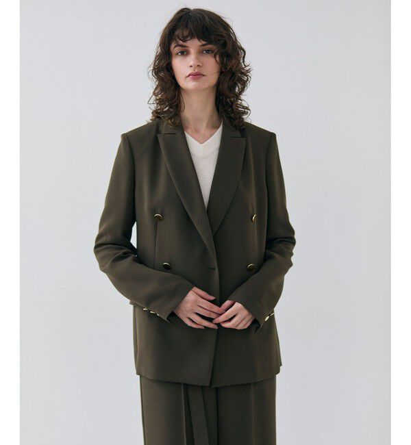 BEIGE,「【洗える・大人百花 春号掲載】JASMINE / ゴールドボタンダブルジャケット」|テーラードジャケット|Khaki