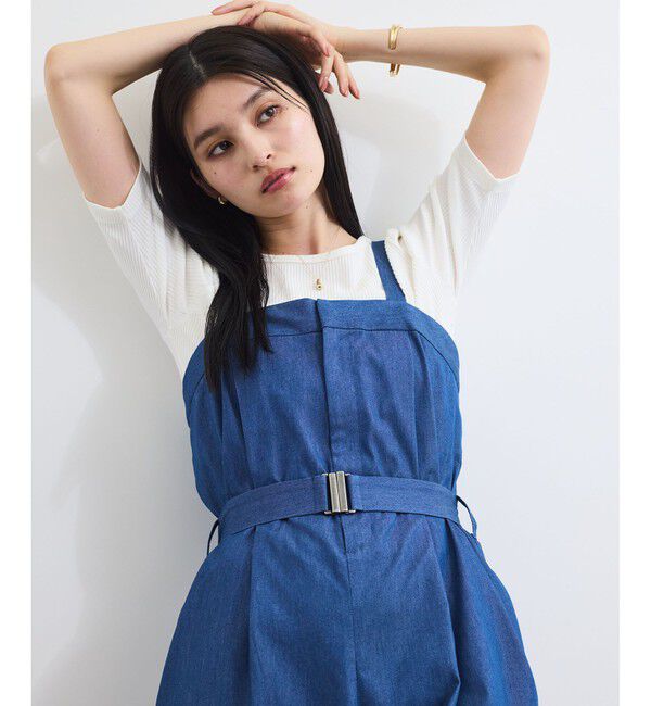 VIS「ベルト付きベアサロペット」|オールインワン|ブルー(44)