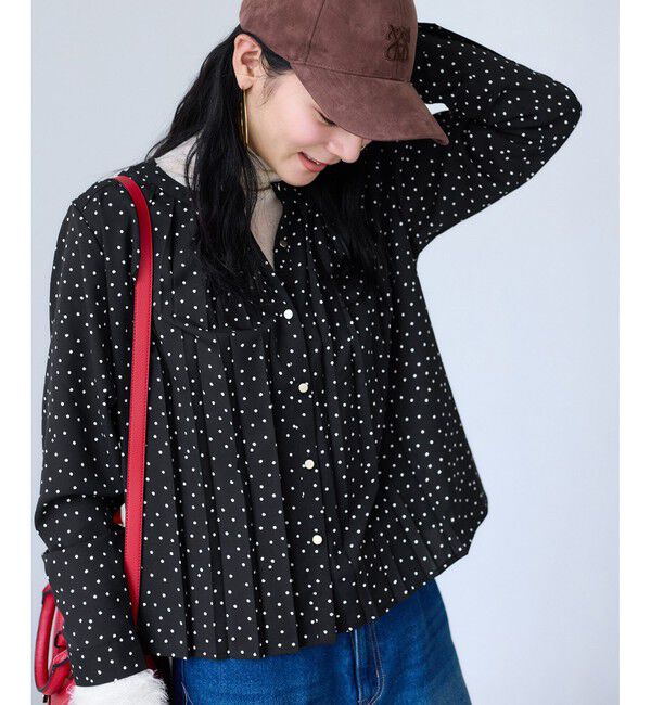 VIS「【WEB限定】ゴールドボタンタックブラウス」|シャツ・ブラウス|ブラック系(02)