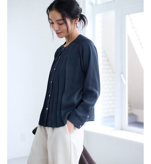VIS「【WEB限定】ゴールドボタンタックブラウス」|シャツ・ブラウス|