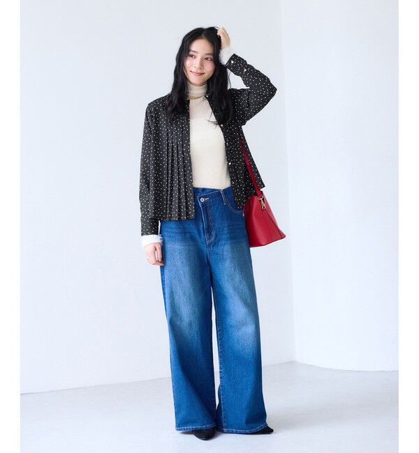 VIS「【WEB限定】ゴールドボタンタックブラウス」|シャツ・ブラウス|