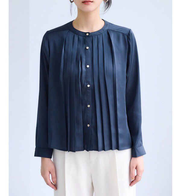 VIS「【WEB限定】ゴールドボタンタックブラウス」|シャツ・ブラウス|