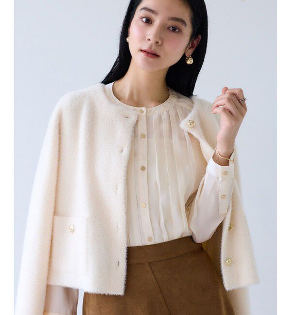 VIS「【WEB限定】ゴールドボタンタックブラウス」|シャツ・ブラウス|