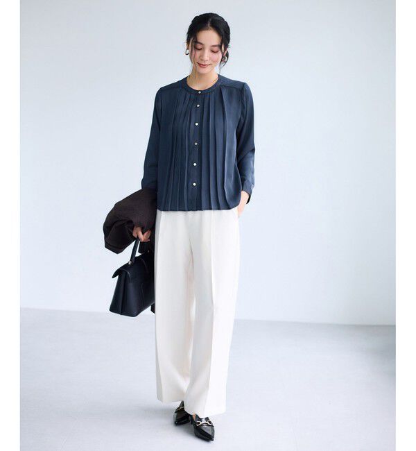 VIS「【WEB限定】ゴールドボタンタックブラウス」|シャツ・ブラウス|
