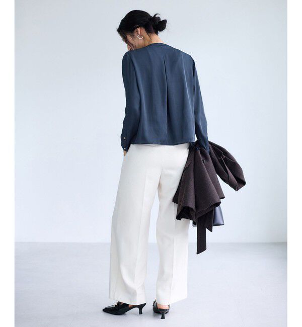 VIS「【WEB限定】ゴールドボタンタックブラウス」|シャツ・ブラウス|