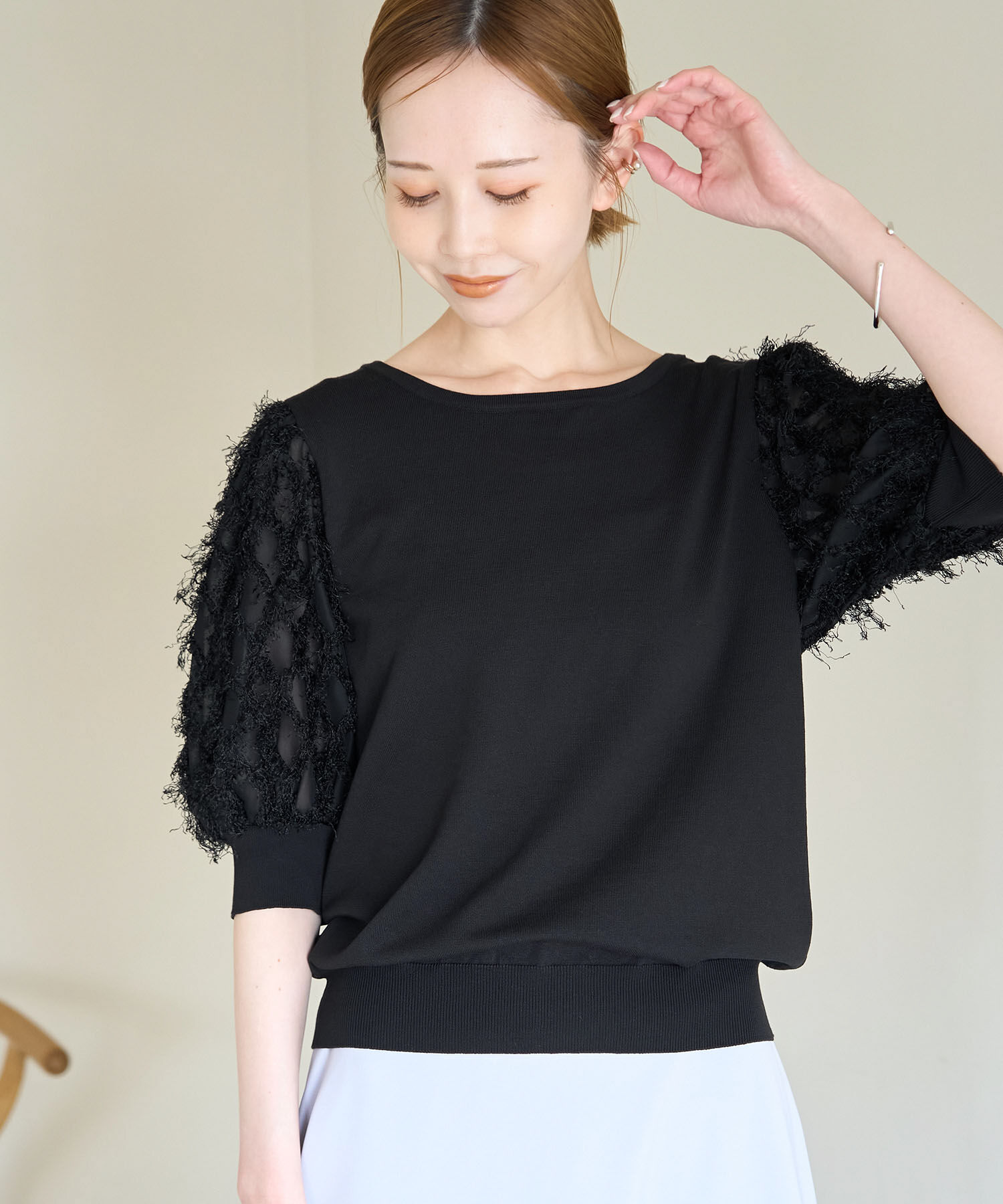 Rope&rsquo;Picnic「2WAY/袖シャギーニットプルオーバー」|ニット・セーター|