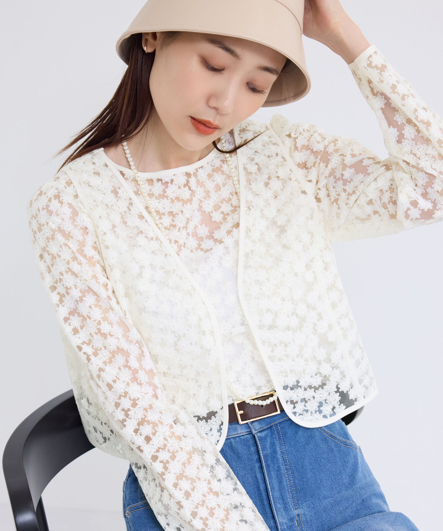 Rope&rsquo;Picnic「フラワーレースベスト」|ベスト・ジレ|