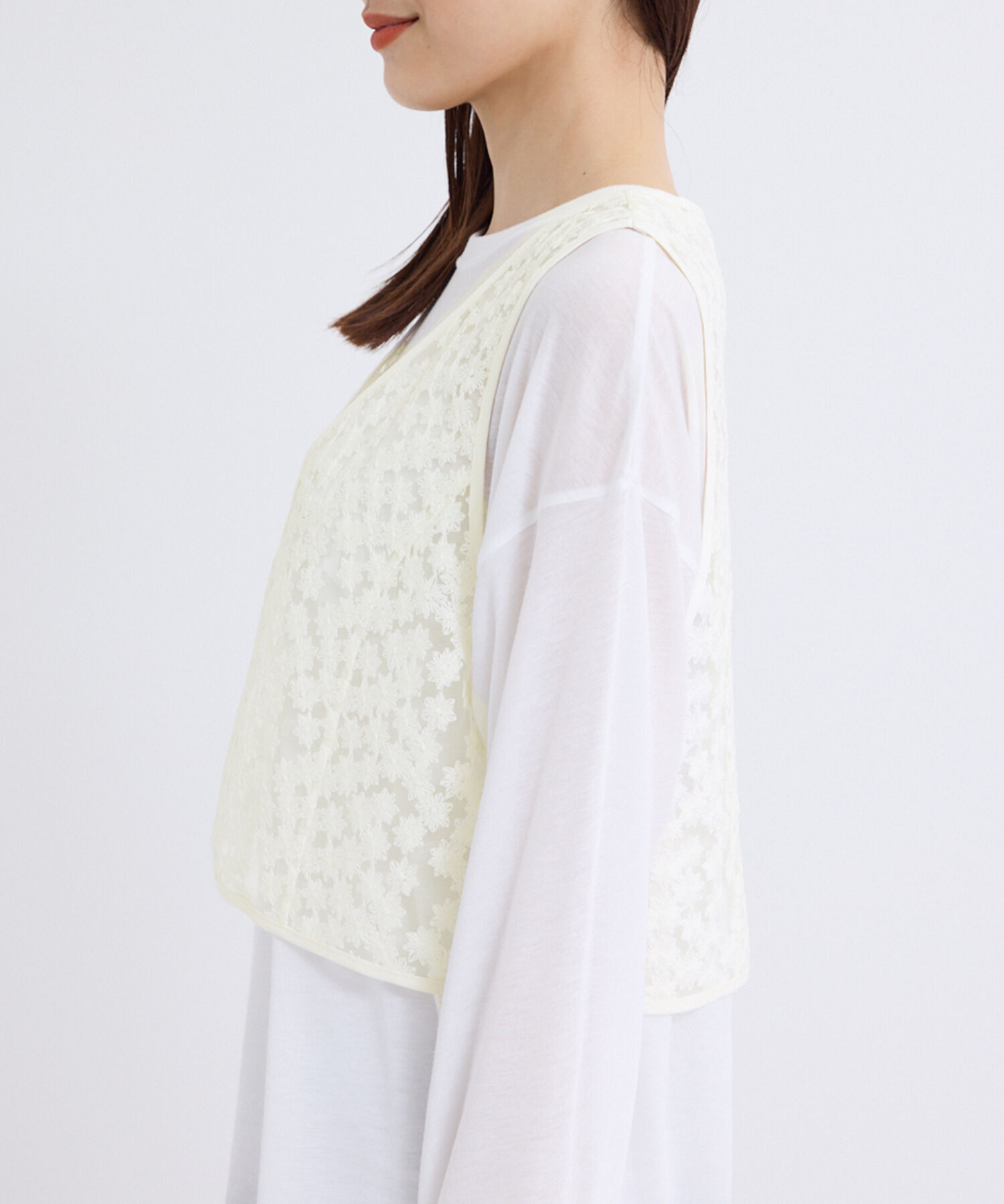 Rope&rsquo;Picnic「フラワーレースベスト」|ベスト・ジレ|