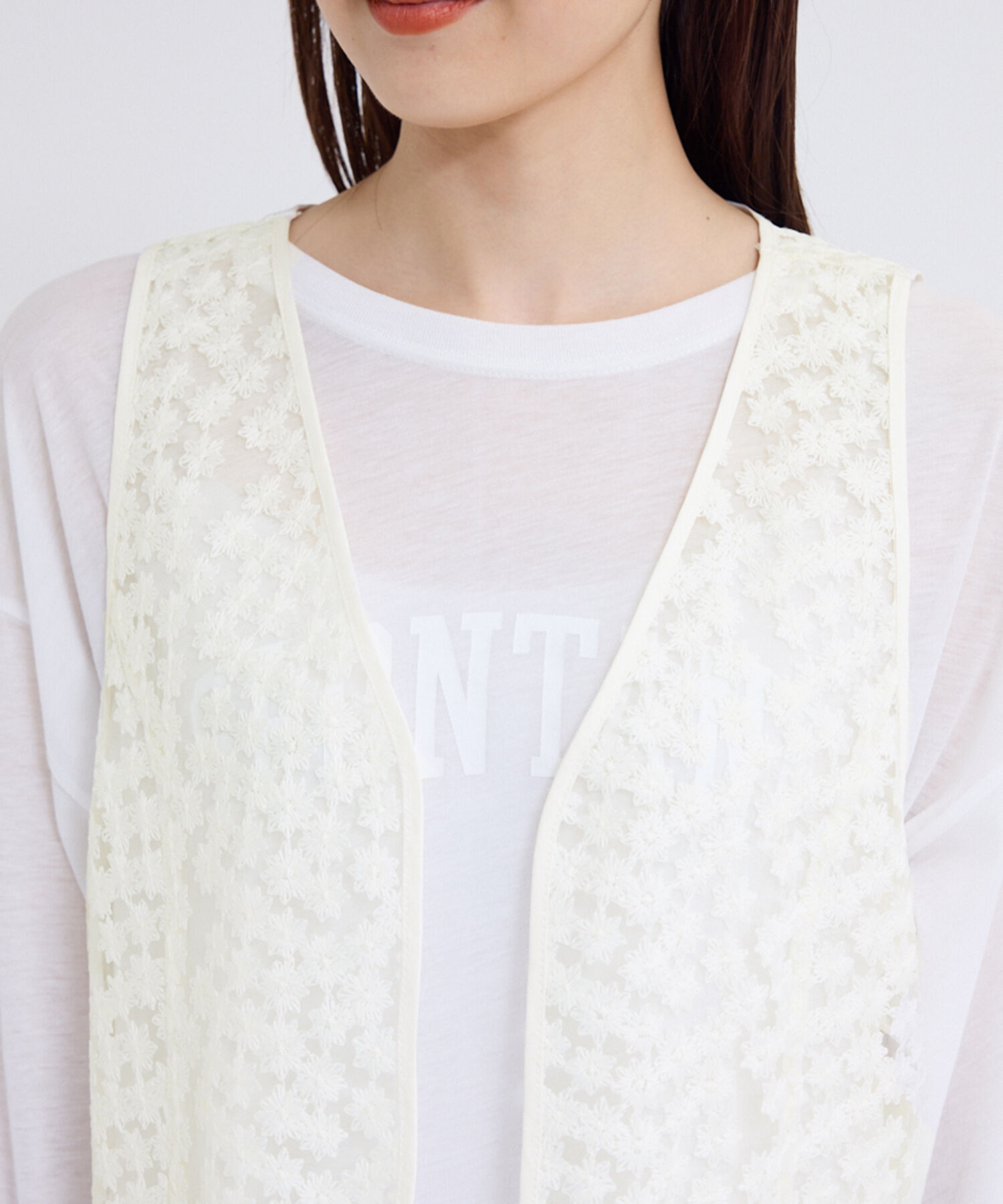 Rope&rsquo;Picnic「フラワーレースベスト」|ベスト・ジレ|