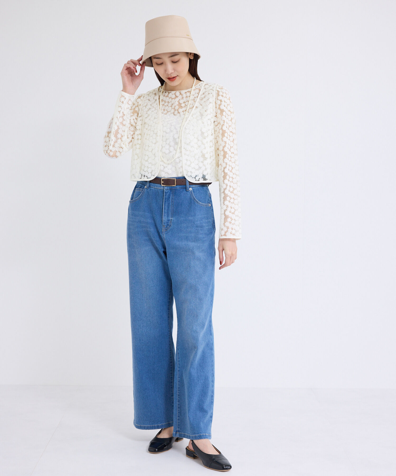 Rope&rsquo;Picnic「フラワーレースベスト」|ベスト・ジレ|