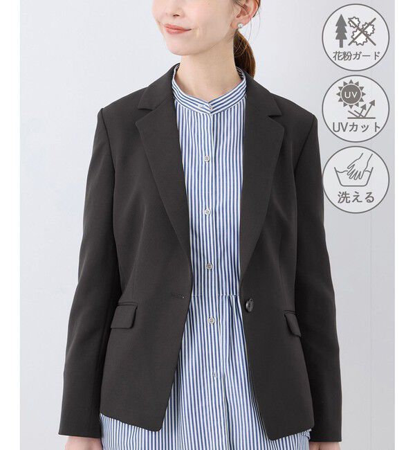 Rope&rsquo;Picnic「【花粉ガード】360&deg;ウルトラストレッチ テーラードジャケット/セットアップ対応」|テーラードジャケット|ブラック(01)