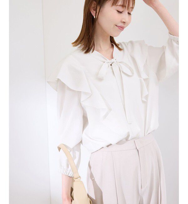 Rope&rsquo;Picnic「ラッフルリボンデザインシャツ」|シャツ・ブラウス|オフホワイト(15)