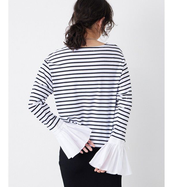 THE PAUSE「【THE PAUSE】フレアカフスボーダープルオーバー」|Tシャツ・カットソー|