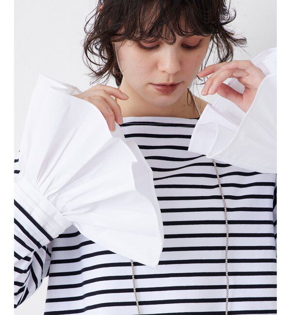 THE PAUSE「【THE PAUSE】フレアカフスボーダープルオーバー」|Tシャツ・カットソー|